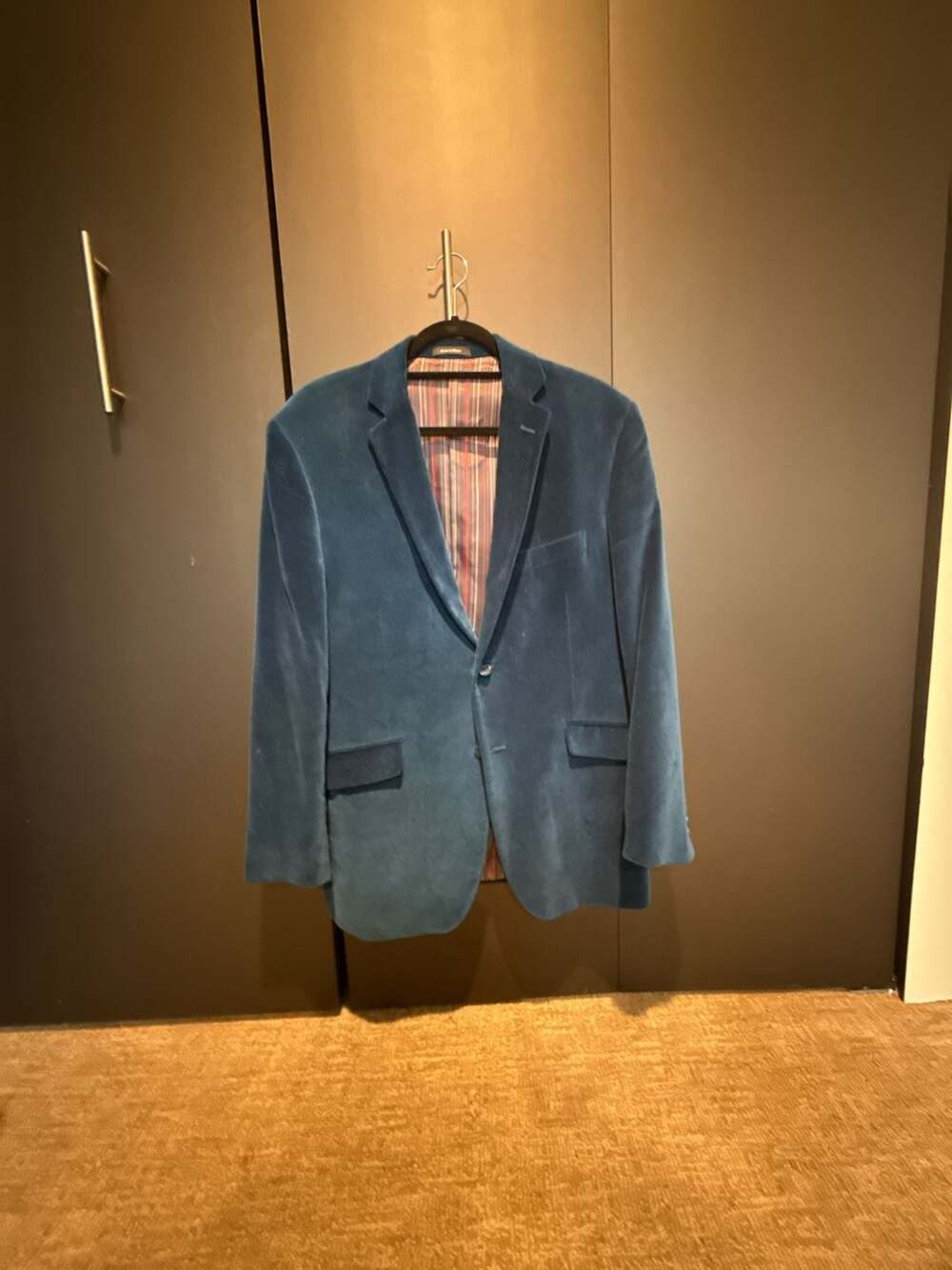 Lazetti Couture Blue Velvet Two-Button Blazer